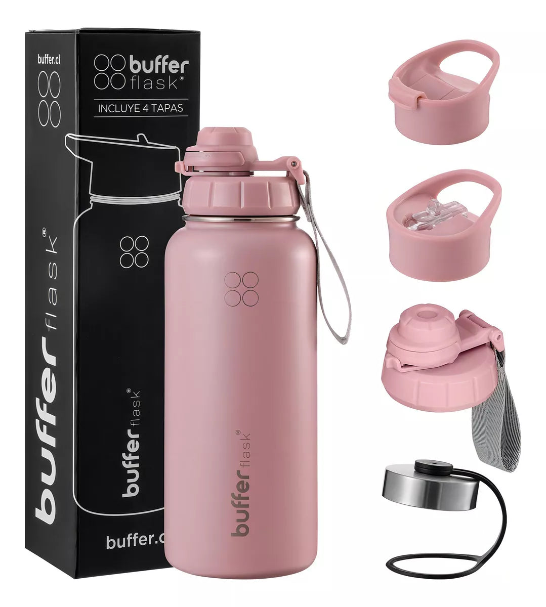 Botella Agua térmica Buffer 4 tapas